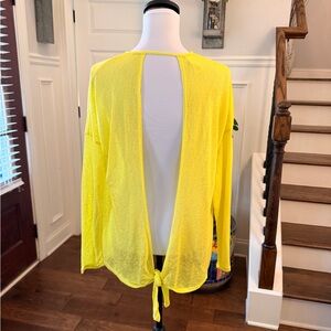 7th Ray NWOT Oversized Bright Yellow Open Back Long Sleeve Tie Top